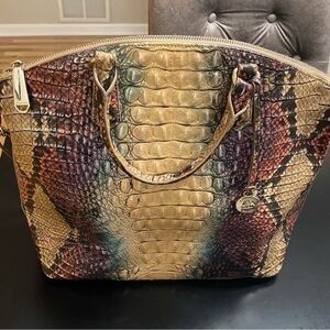 Authentic large Duxbury Brahmin Satchel multi-colored luxury handbag.